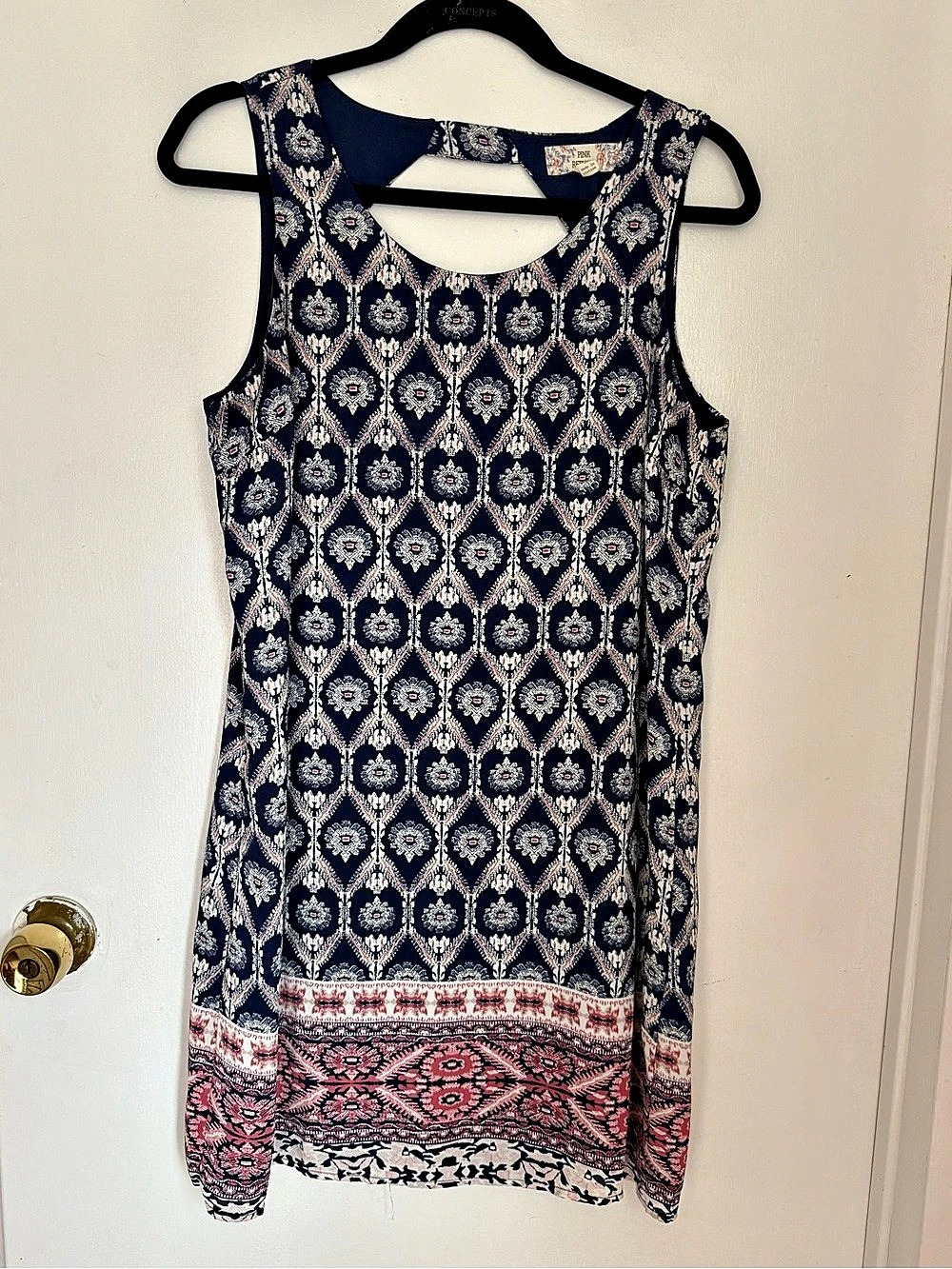 Pink Republic Geometric Dress in Blue & Pink Size Large